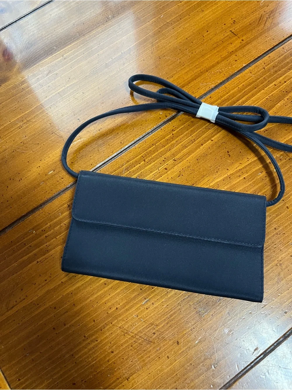 Minimalist Navy Blue Canvis Fabric Crossbody Trifold Wallet Clutch EUC